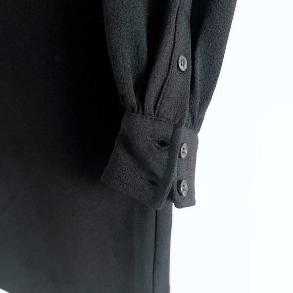 New Ganni Scarf Collar Crepe Dress in Black Size 4 - Picture 10 of 13